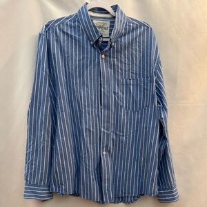 Aeropostale Men’s Long Sleeve Button Down Shirt Blue & White Striped XL